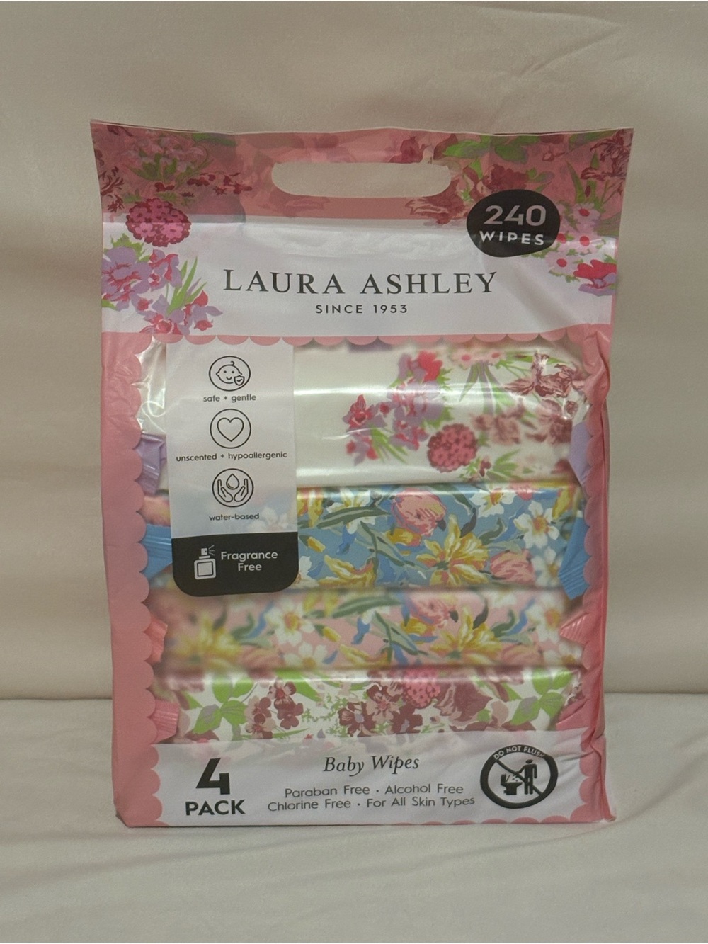 Laura Ashley Floral Baby Wipes 4-Pack -120 wipes